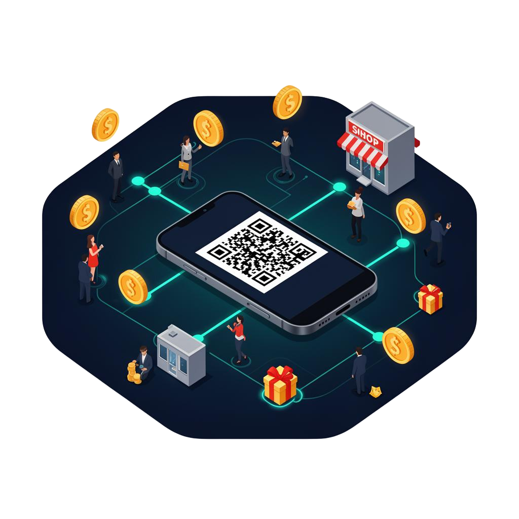 QR code referral network connecting vendors and customers